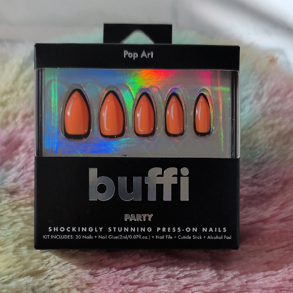 Buff Party Pop Art Orange Press-On Nails